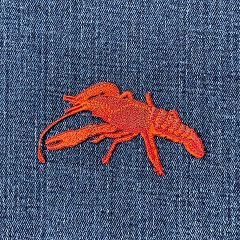 Crawfish Lobster Applique Patch - Embroidered Seafood Badge 3" (Iron On)