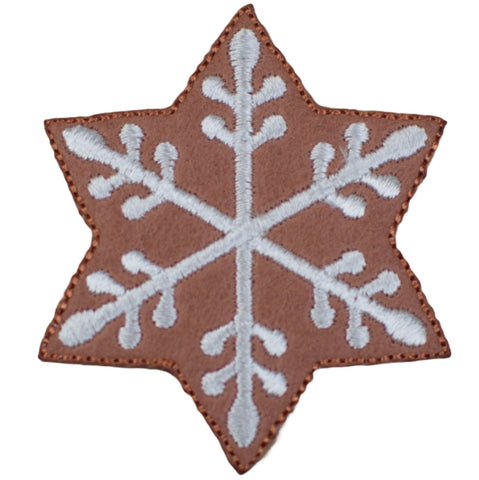 Medium Gingerbread Snowflake Applique Patch - Snow Winter Christmas Embroidered Badge 2.25" (Iron on)