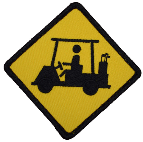 Large Golf Cart Crossing Patch - Golf Course Road Sign Badge 3-5/8" (Iron on)