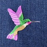 Hummingbird Applique Patch - Embroidered Bird Badge 3.5" (Iron On)