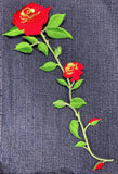 Extra Large Red Rose Applique Patch - Embroidered Flower Badge 9" (Iron On)