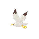 Embroidered patch of a seagull on a white background