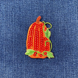 Pumpkin Applique Patch - Sequin & Embroidered Fall Autumn Badge 3" (Iron On)
