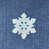 3-Pack Blue Snowflake Applique Patch Set - Shimmery Snow Embroidered Winter Badges (Iron On)