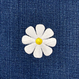 Large White Daisy Applique Patch - Embroidered Flower Badge 2" (Iron on)