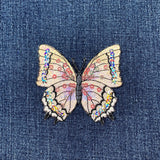 Butterfly Applique Patch - Sequin Embroidered White Insect Badge 3-1/8" (Iron On)
