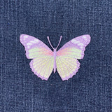 Butterfly Applique Patch - Embroidered Lavender Insect Badge 3" (Iron On)