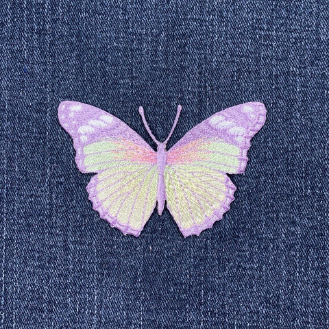 Butterfly Applique Patch - Embroidered Lavender Insect Badge 3" (Iron On)
