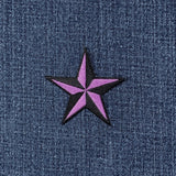 Nautical Star Applique Patch - Lavender & Black Embroidered Star 2" (Iron Or Sew On)