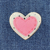 Layered Heart Applique Patch - Embroidered Sparkly Love Badge 2.25" (Iron On)
