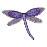 Decorative dragonfly with purple and gray wings on a white background