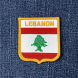 Lebanon flag patch on a denim background