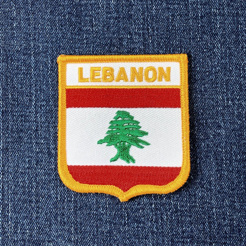 Lebanon flag patch on a denim background