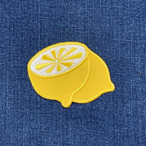 Lemon Applique Patch - Embroidered Citrus Fruit Badge 3" (Iron On)