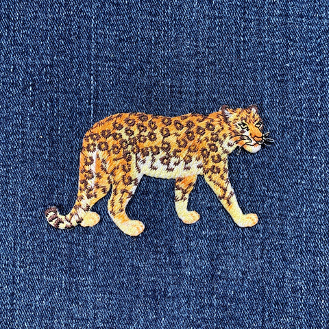 Leopard Applique Patch - Embroidered Cougar Cheetah Panther Badge 3-3/8" (Iron On)