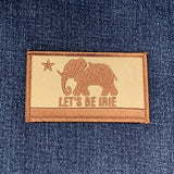 LET'S BE IRIE Patch depicting an elephant and star on a denim background