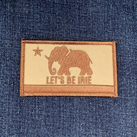 LET'S BE IRIE Patch depicting an elephant and star on a denim background