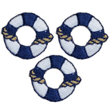 3-Pack Life Preserver Applique Patch - Embroidered Nautical Safety Badge (Iron On)