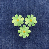 3-Pack Daisy Applique Patch - Embroidered Light Green & Yellow Flower Badge 1.5" (Iron On)