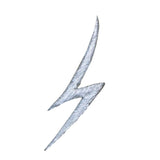 Lightning Bolt Applique Patch - Embroidered Metallic Silver Badge 2-1/8" (Iron On)