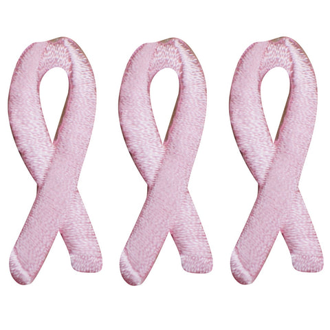 Light Pink Ribbon Applique Patch - Breast Cancer Awareness 1.5" (3-Pack, Iron on)