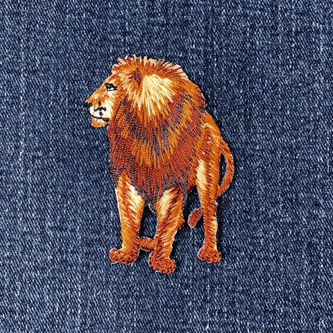 Lion Applique Patch - Embroidered Animal Badge 2.5" (Iron On)