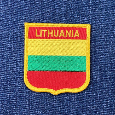 Lithuania Patch - Flag Shield Embroidered Badge 2.75" (Iron Or Sew On)