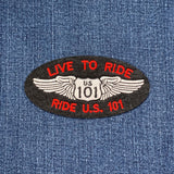 Live To Ride US 101 Patch - Embroidered California Oregon Washington Badge 4" (Iron On)