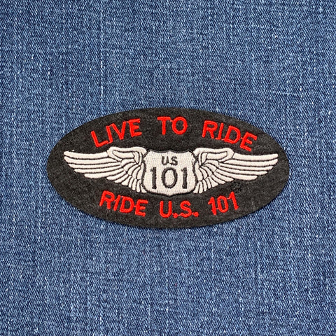 Live To Ride US 101 Patch - Embroidered California Oregon Washington Badge 4" (Iron On)