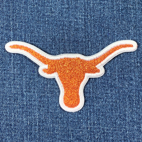 Longhorn Steer Head Applique Patch - Sparkly Cow Bull Cowboy Western Badge 4" (Iron or Sew On)