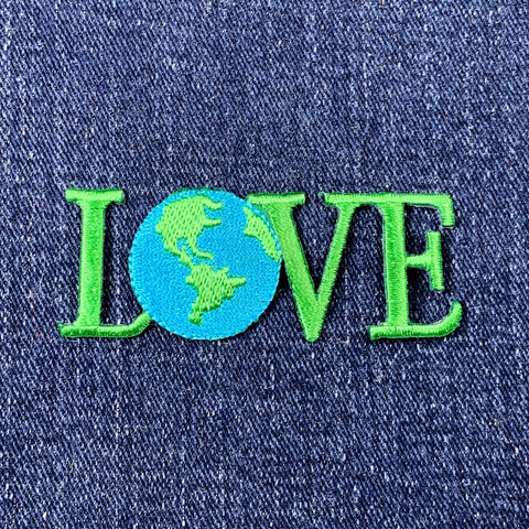 Love Earth Applique Patch - Embroidered Earth Day Badge 2-5/8" (Iron On)