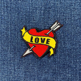 Love Patch - Embroidered Heart Tattoo Style Badge 2.25" (Iron On)