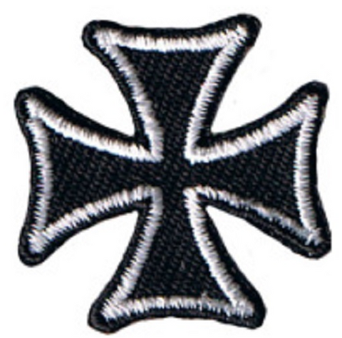 Maltese Cross Applique Patch - Black White Protection Honor Badge 1" (3-Pack, Iron on)