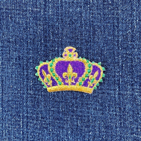 Mini Mardi Gras Applique Patch - Fleur de Lis, Crown of Jewels 2" (Iron on)