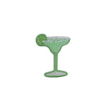 Green cocktail glass patch with a lime wedge on a white background