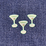 3-Pack Martini Applique Patch - Embroidered Cocktail Olive Alcohol Badge 1" (Iron On)