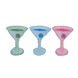 3-Pack Martini Applique Patch Set - Embroidered Green Cocktail Olive Alcohol Badges 1" (Iron On)