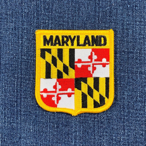 Maryland Patch - Embroidered Flag Shield Badge 2.75" (Iron Or Sew On)