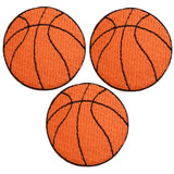 3-Pack Basketball Applique Patch - Embroidered Sports Ball Badge 1.5" (Iron On)