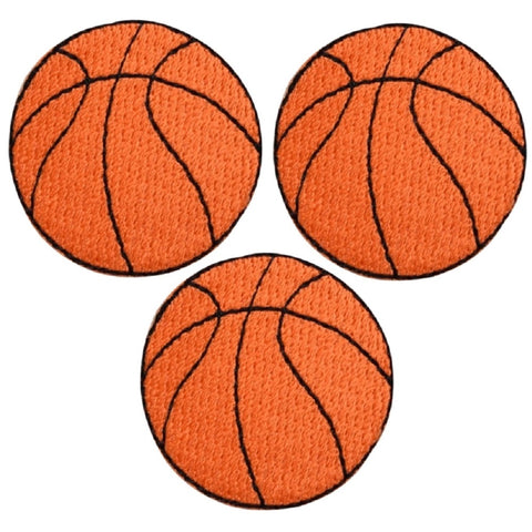 Medium Basketball Applique Patch - Sports Athletic Team Badge 1.5" (3-Pack, Iron on)