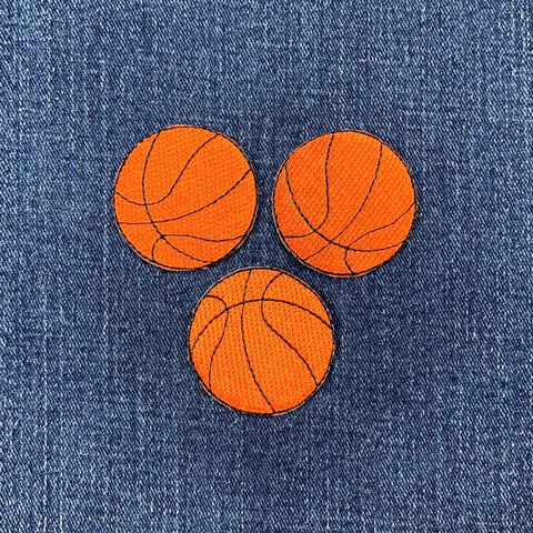 3-Pack Basketball Applique Patch - Embroidered Sports Ball Badge 1.5" (Iron On)