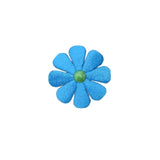Blue flower-shaped patch on a white background