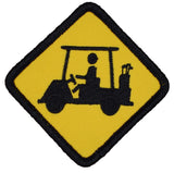 Medium Golf Cart Crossing Patch - Golf Course Road Sign Badge 2-5/8" (Iron or Sew On)