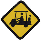 Medium Golf Cart Crossing Patch - Golf Course Road Sign Badge 2-5/8" (Iron or Sew On)