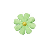 Green flower-shaped patch on a white background
