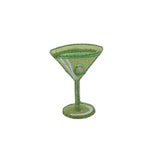 Green martini glass patch on a white background