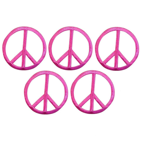 Medium Peace Sign Patch - Hot Pink Fuchsia Peace Symbol Badge 2" (5-Pack, Iron on)