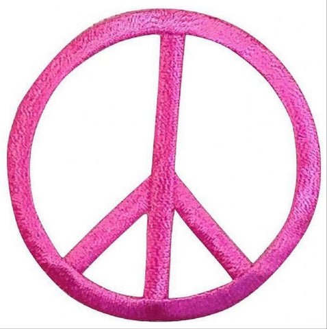 Medium Peace Sign Patch - Hot Pink Fuchsia Peace Symbol Badge 2" (Iron on)