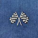 Checkered Flags Applique Patch - Embroidered Racing Badge 3-1/8" (Iron On)