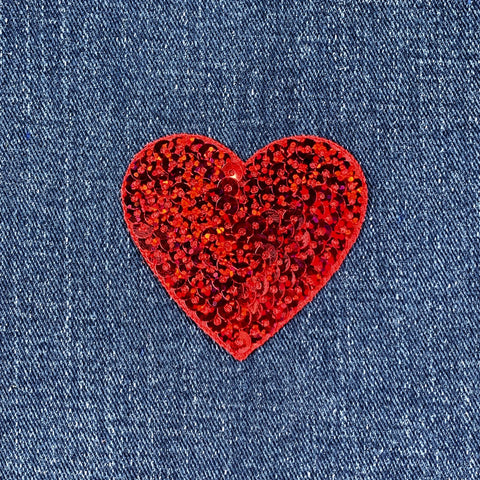 Red Heart Applique Patch - Sequin Badge 2-1/8" (Iron On)